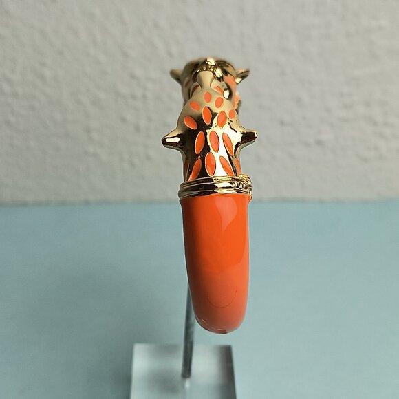 Statement Chunky Glaze Hinged Cuff Bracelet Double Wolf Head Vibrat Oran… - Picture 2 of 7